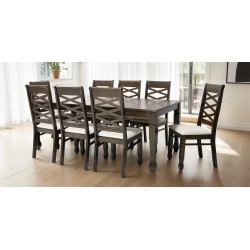 Nairobi Table and 8 chairs Rubberwood Merlot Color Fabric FUR-0595-2