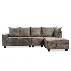 Hunter Reversible Sofa W/Storage Chaise Grey Col