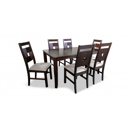 Salome Table and 6 Chairs Cappuccino Rubberwood