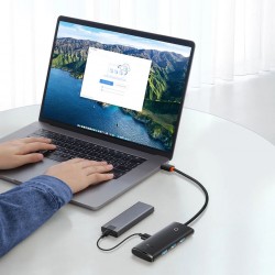 Baseus Lite Series 4-Port USB-A Hub Adapter Black (USB-A To USB 3.0*4) 25cm Wkqx030001