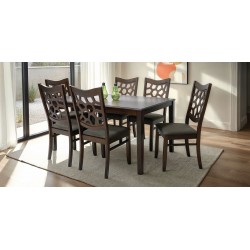 Ranger Table and 6 Chairs Rubberwood Dark Walnut Fabric G-R-Espresso