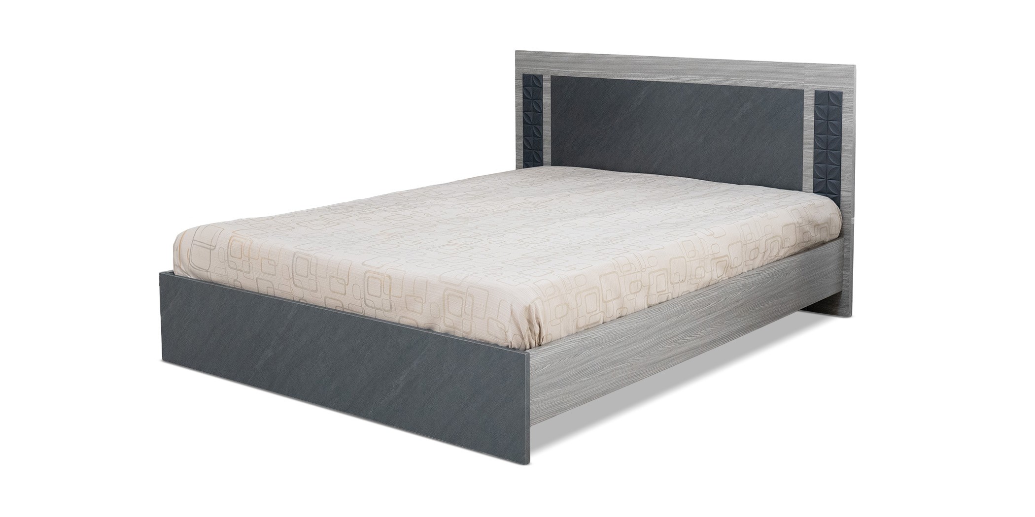 Linea Bed 150x190 cm Stone Grey And Mistrale Grey In MDF / Particle Board