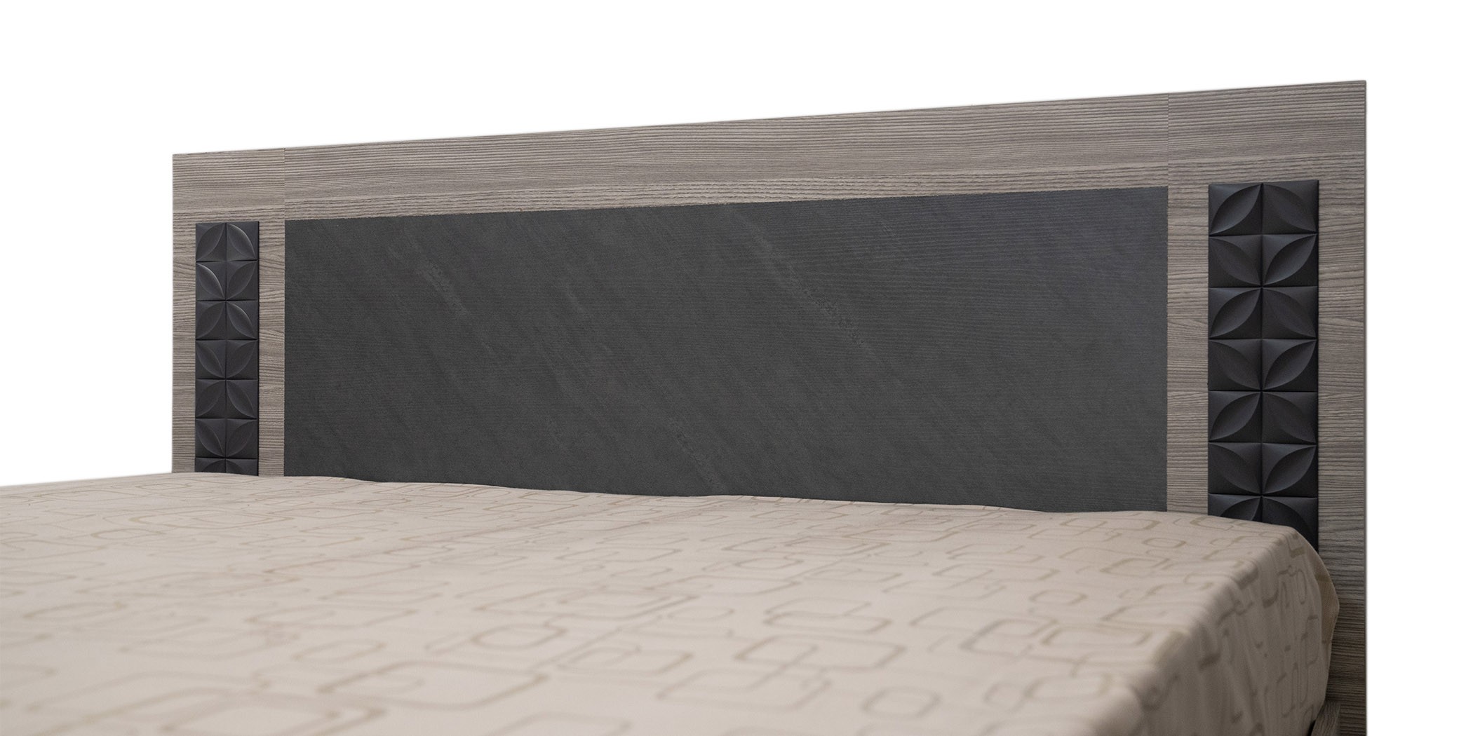 Linea Bed 150x190 cm Stone Grey And Mistrale Grey In MDF / Particle Board