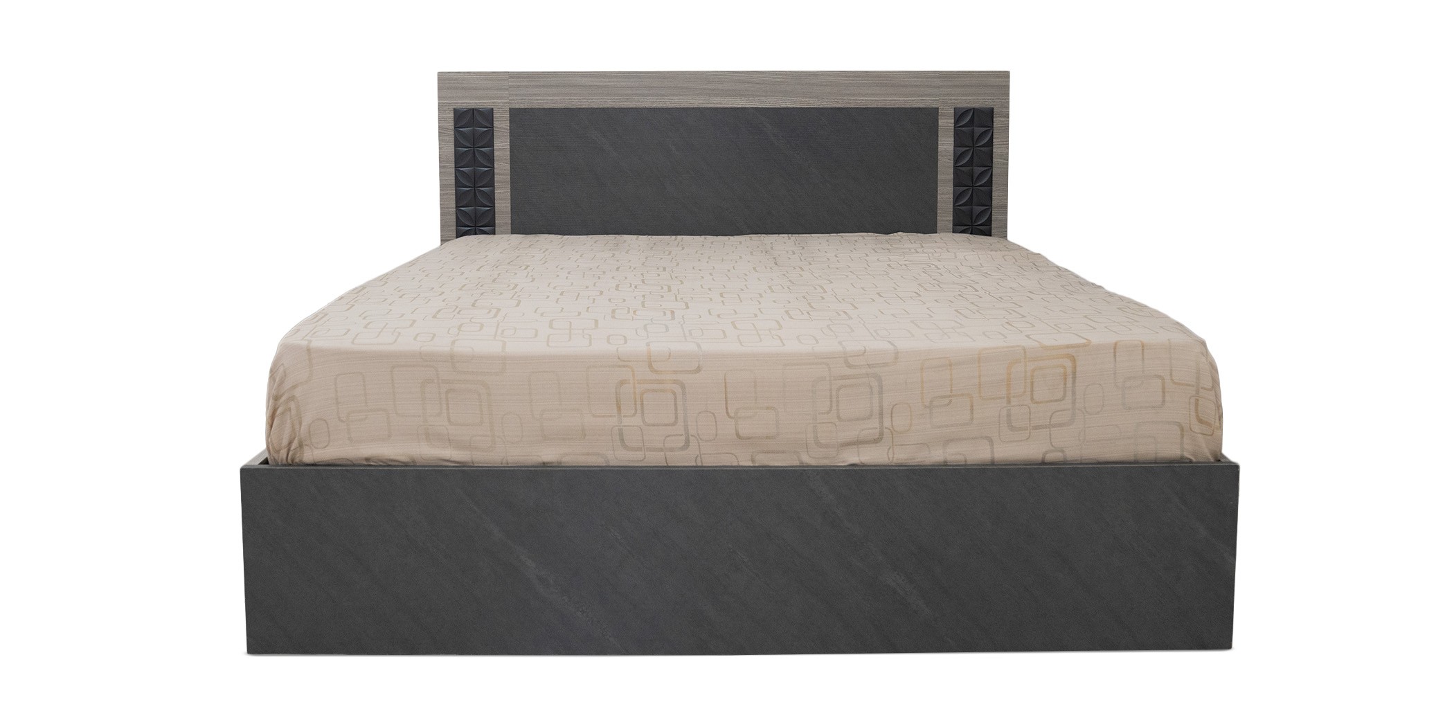 Linea Bed 150x190 cm Stone Grey And Mistrale Grey In MDF / Particle Board