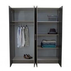 Linea Wardrobe 4 Doors Stone Grey & Mistrale Grey In MDF / Particle Board