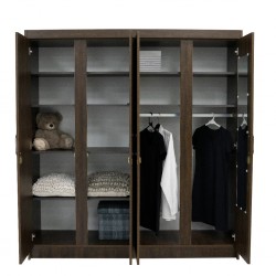 Colton Wardrobe 4 Doors MDF Brown Flame