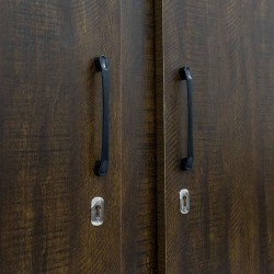 Colton Wardrobe 4 Doors MDF Brown Flame