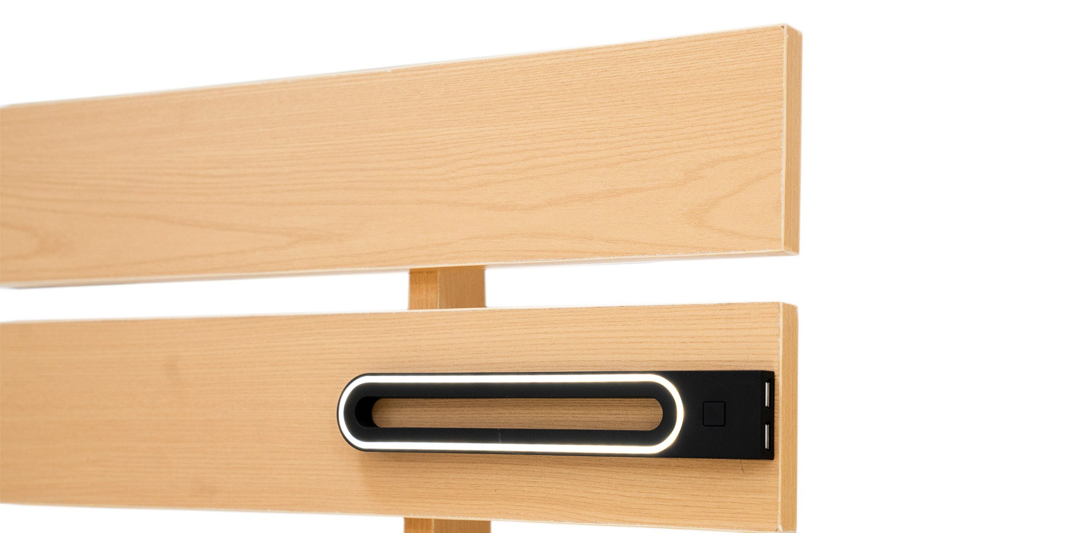 Sunrise Bed 180x200 cm With Led Lights  Light Oak And Coconut White In MDF/Particle Board