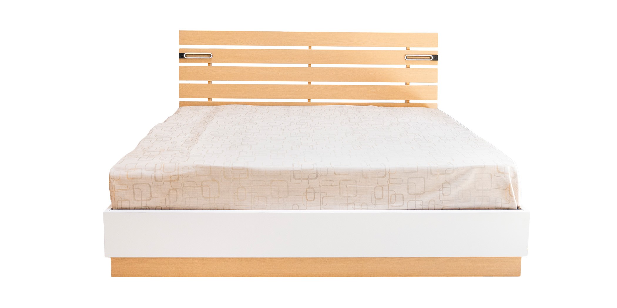 Sunrise Bed 180x200 cm With Led Lights  Light Oak And Coconut White In MDF/Particle Board