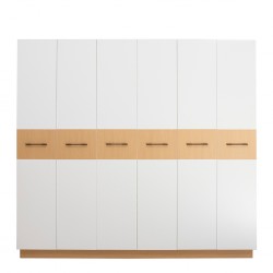 Sunrise Wardrobe 6 Doors Light Oak & Coconut White In MDF/PB