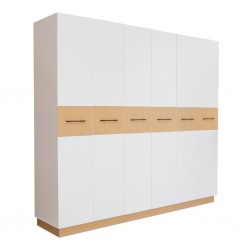 Sunrise Wardrobe 6 Doors Light Oak & Coconut White In MDF/PB
