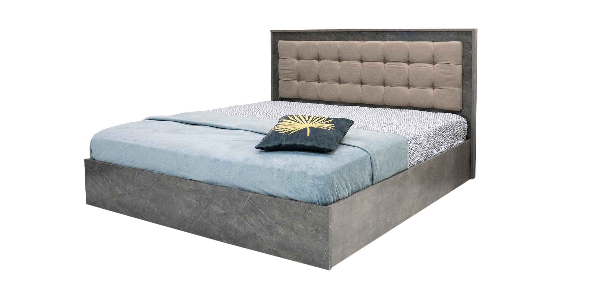 Montale Bed 180x200 cm Dark Ash Glossy & Light Ash With Cushion