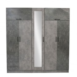Montale Wardrobe 5 Doors & 2 Flap Doors Dark Ash Glossy And light Ash Matt With Mirror
