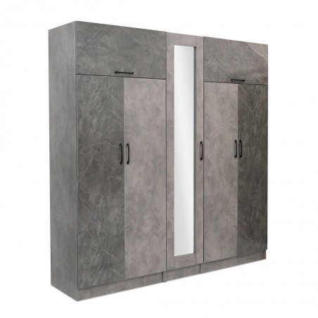 Montale Wardrobe 5 Doors & 2 Flap Doors Dark Ash Glossy And light Ash Matt With Mirror