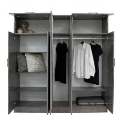 Montale Wardrobe 5 Doors & 2 Flap Doors Dark Ash Glossy And light Ash Matt With Mirror