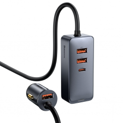 Baseus Multiport Fast Charging Car Charger Gray 120w 2u+2c Ccbt-A0g