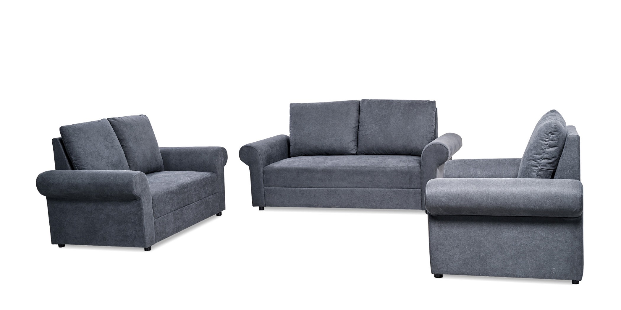Lina Sofa 3+2+1 in Dark Grey Colour Fab