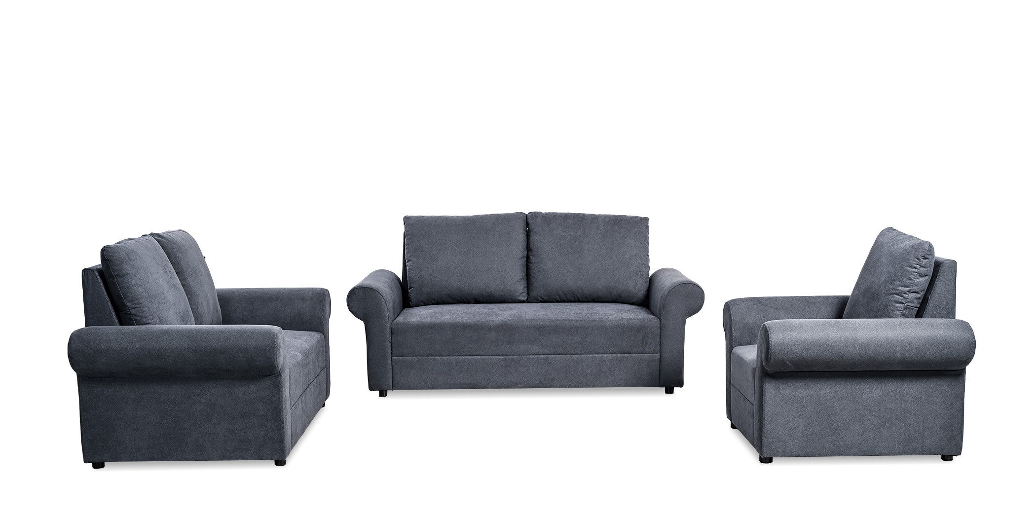 Lina Sofa 3+2+1 in Dark Grey Colour Fab