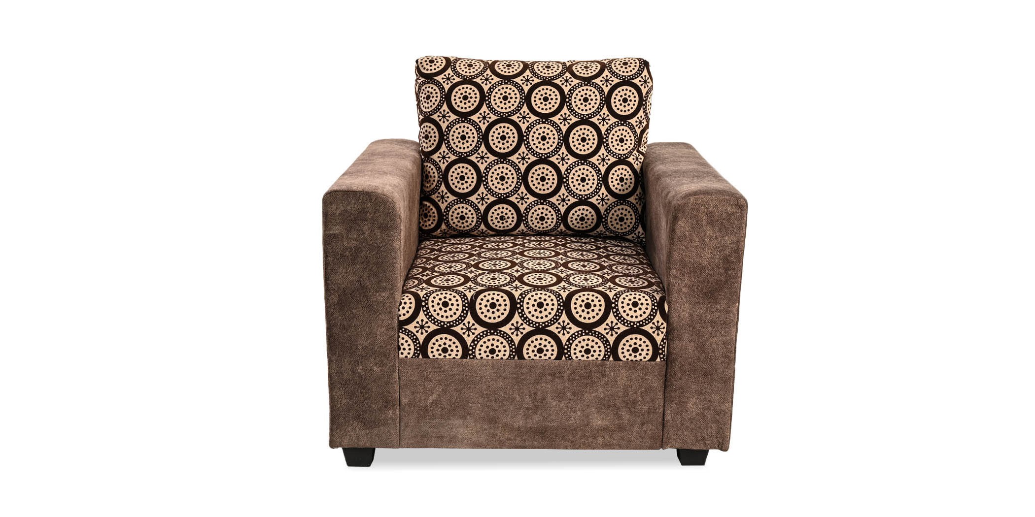 Conrad Sofa 3+2+1 Plain Brown & Pattern Fab