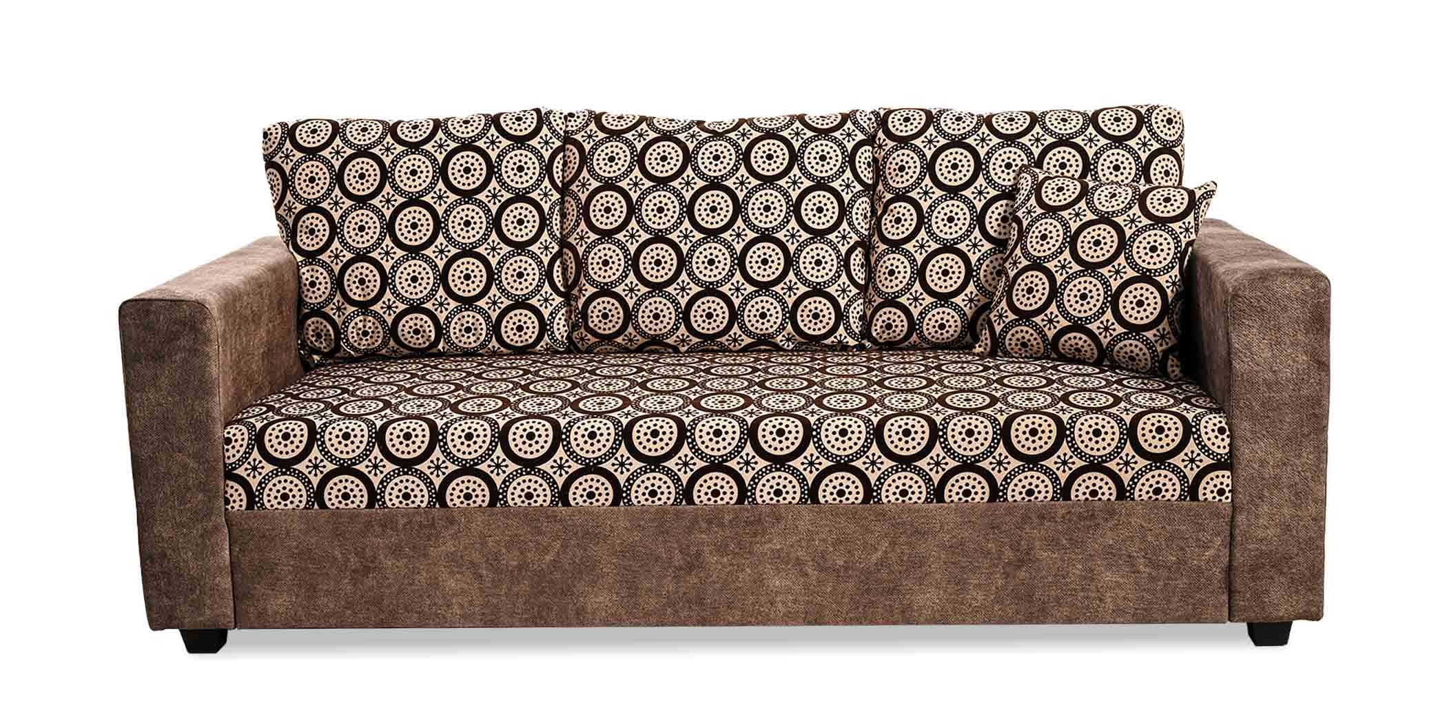 Conrad Sofa 3+2+1 Plain Brown & Pattern Fab