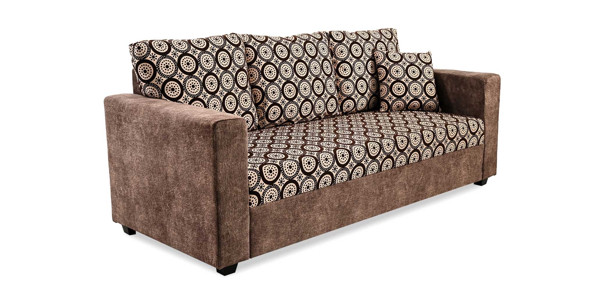 Conrad Sofa 3+2+1 Plain Brown & Pattern Fab