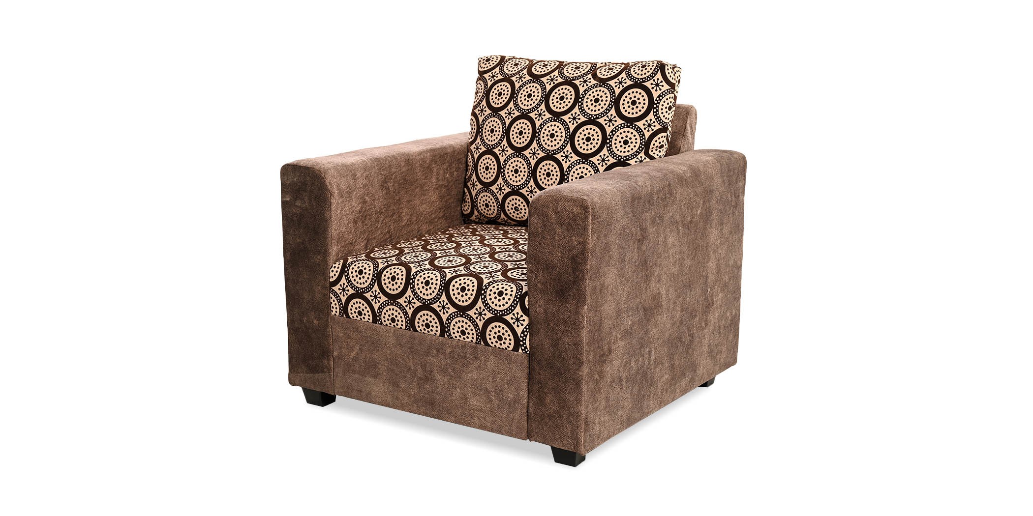 Conrad Sofa 3+2+1 Plain Brown & Pattern Fab