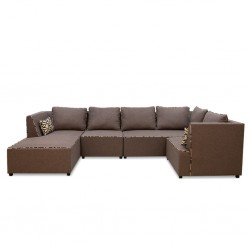 Elsee Corner LHF Chaise & Armless Chair Brown