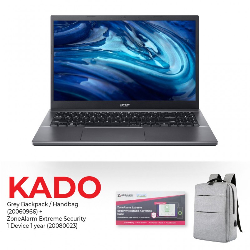 Acer Extensa Laptop Core i3 1215U Grey & Free ZoneAlarm Extreme Security 1 Device 1 year + Backpack CSI Black / Grey Acer Extensa Laptop Core i3 1215U Grey & Free ZoneAlarm Extreme Security 1 Device 1 year + Backpack CSI Black / Grey