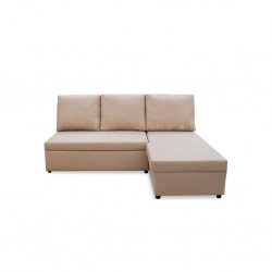 Rona Pull-Out Bed + Armless RHF Chaise Fabric Beige