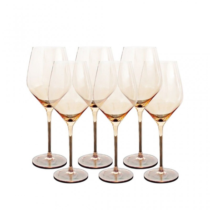Wine Glass 6 pcs Amber Large