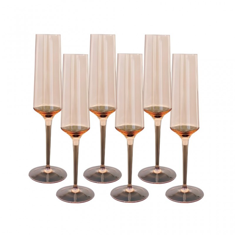 Champagne Glass 6 pcs Amber