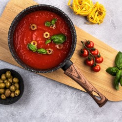 Westinghouse WCSP0085020MBB 20cm Forged Aluminum Black Marble Wood Saucepan With Glass Lid