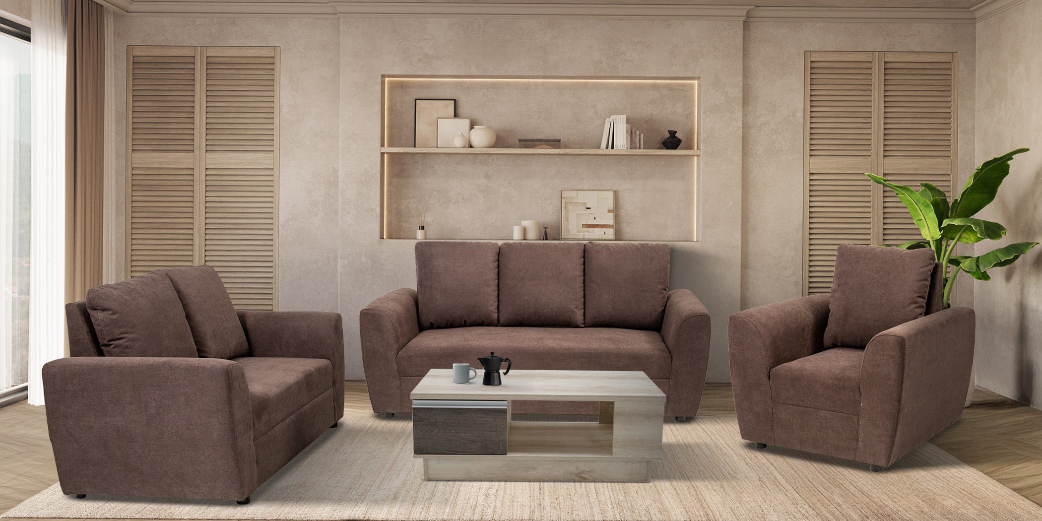 Ellie Sofa 3+2+1 in Brown Col Ellie Sofa 3+2+1 in Brown Col