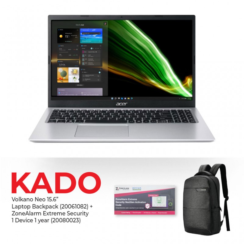 Acer Aspire Laptop Celeron N4500 Silver & Free Laptop Backpack + ZoneAlarm Extreme Security