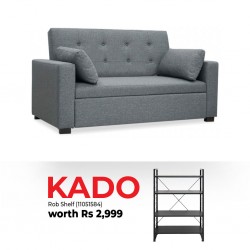 Pau Sofa Bed Grey Fabric & Free Rob Shelving Unit Black Oak