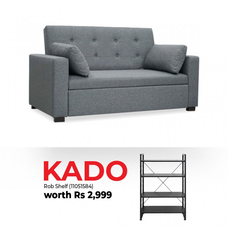 Pau Sofa Bed Grey Fabric & Free Rob Shelving Unit Black Oak Pau Sofa Bed Grey Fabric & Free Rob Shelving Unit Black Oak