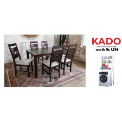 Salome Table and 6 Chairs Cappuccino Rubberwood & Free Siena Washing Machine Rack White