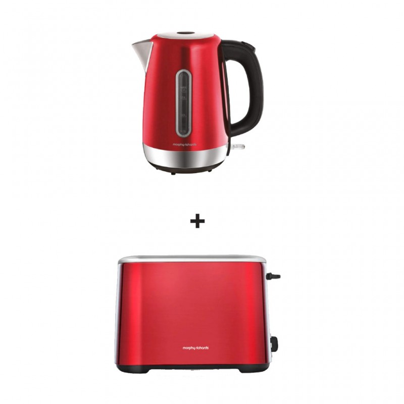 Morphy Richards 102785 Equip Red 2YW 1.7L Kettle & Morphy Richards 222066 2YW 2 Slice Equip Red Toaster Morphy Richards 102785 Equip Red 2YW 1.7L Kettle & Morphy Richards 222066 2YW 2 Slice Equip Red Toaster