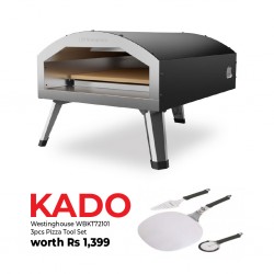 Westinghouse WBGLEG1201C18 Black Electric Pizza Maker & Free Westinghouse WBKT72101 3pcs Pizza Tool Set