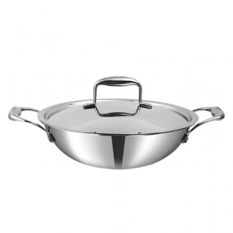 Vinod EDPTKD30 30cm 5.5L Platinum Extra Deep Kadai With S/S Lid Vinod EDPTKD30 30cm 5.5L Platinum Extra Deep Kadai With S/S Lid