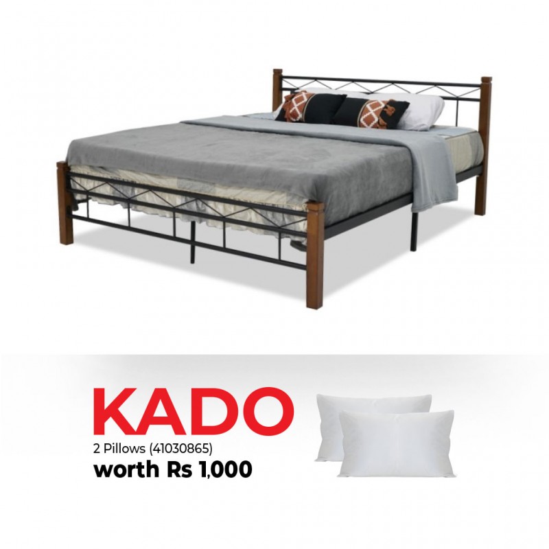 Gaspian Bed 160x200 cm Black Metal Rubberwood & Free 2 X Family Pillow 50x70 cm Gaspian Bed 160x200 cm Black Metal Rubberwood & Free 2 X Family Pillow 50x70 cm