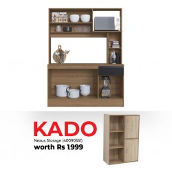 Carol Kitchen Cabinet Of 4 Doors 1 Drawer Honey & Black & Free Nexus Storage 2 Doors Sonoma Oak