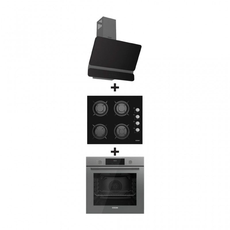Ocean OOER611NCF1CEZ Built-in Oven + Ocean ODPCHR64BGTCCFC Cooker Hood + Ocean OHGGR64NPROLSV Built-in Hob