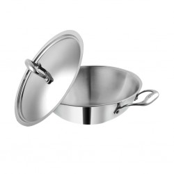 Vinod EDPTKD30 30cm 5.5L Platinum Extra Deep Kadai With S/S Lid