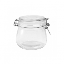 Zibo Hermetic 6502 500ml Glass Storage Jar + S/Steel Clip and with An Aroma Tight Seal "O"