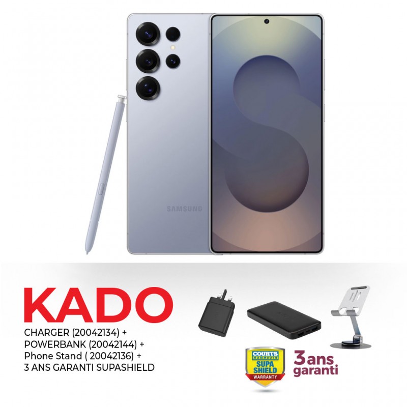 Samsung Galaxy S25 Ultra Titanium Silverblue & Free CHARGER + POWERBANK + PHONE STAND + 3 Years Supashield Warranty