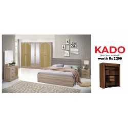 Heritage Rattan Bedroom Set 180x200 cm Sonoma Oak & Free Ohio Closet Brown