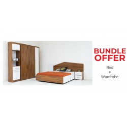 Latina Bed 150x190 cm & Latina Wardrobe 4 Doors In Melamine MDF
