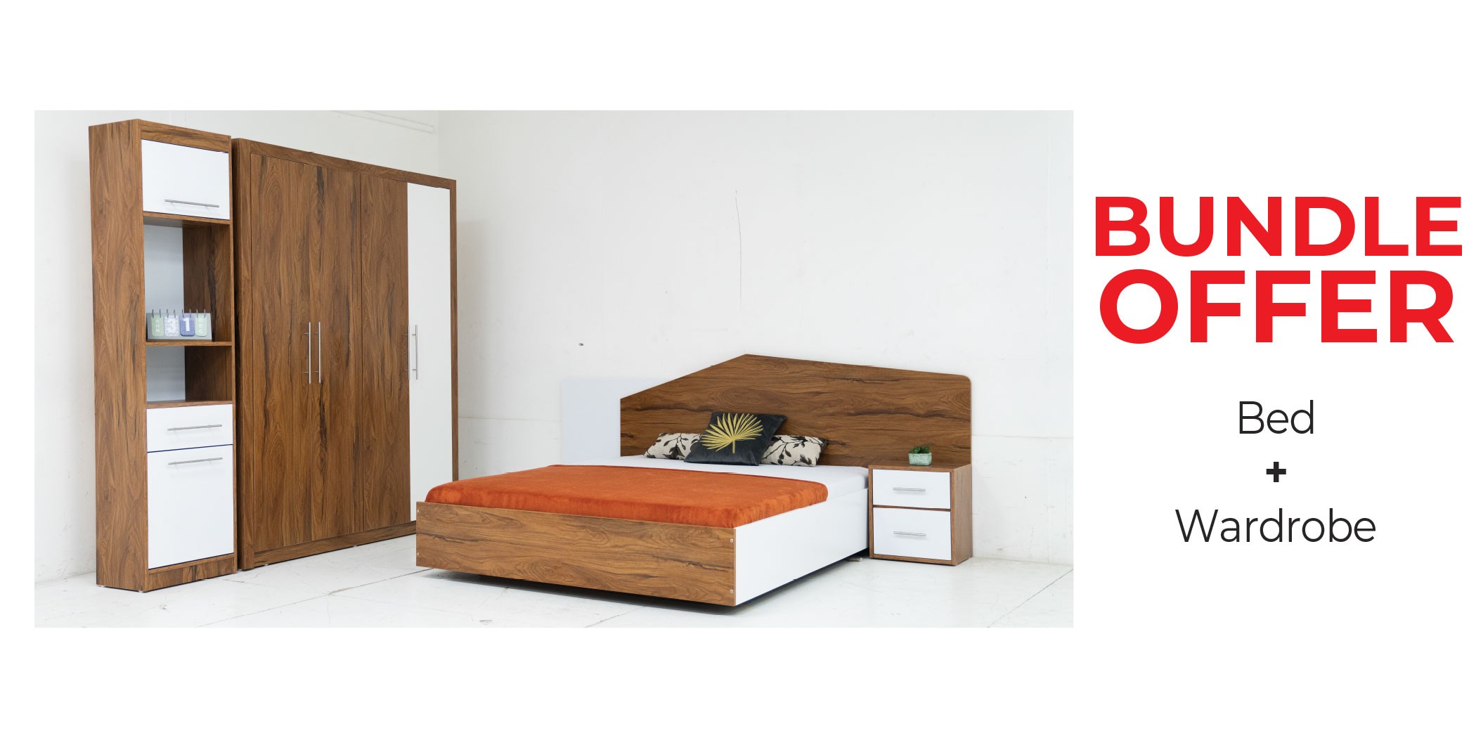 Latina Bed 150x190 cm & Latina Wardrobe 4 Doors In Melamine MDF