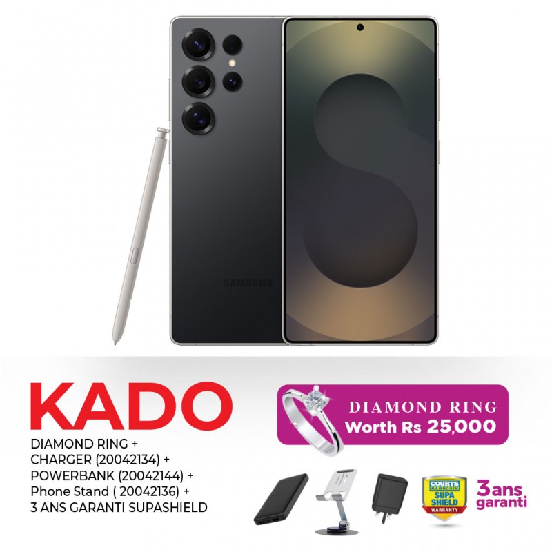 Samsung Galaxy S25 Ultra Titanium Black & Free CHARGER + POWERBANK + PHONE STAND +3 Yrs Supasheild+ Diamond Ring